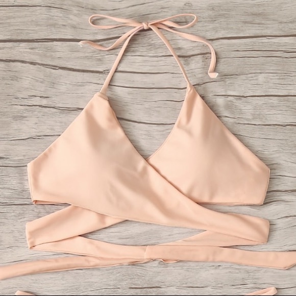 Pink Silky Criss Cross Bikini Set - Picture 2 of 4